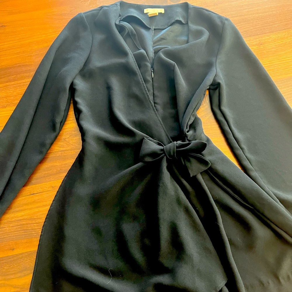 Black H&M skort wrap romper, size 4, 3/4 sleeve